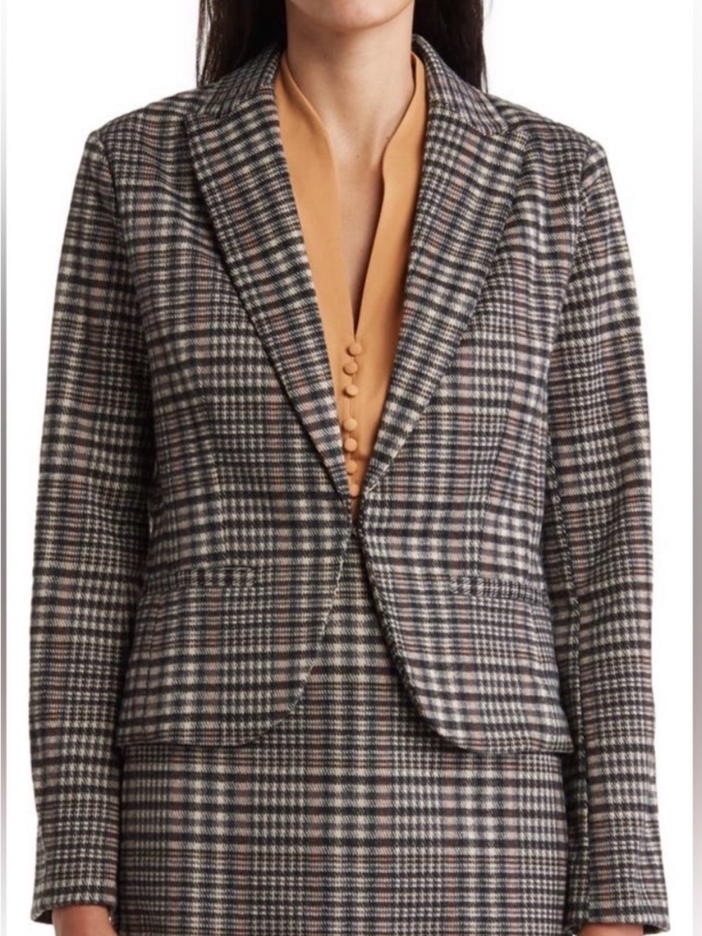 Amanda & Chelsea Plaid Ponte Knit Blazer Size Medium